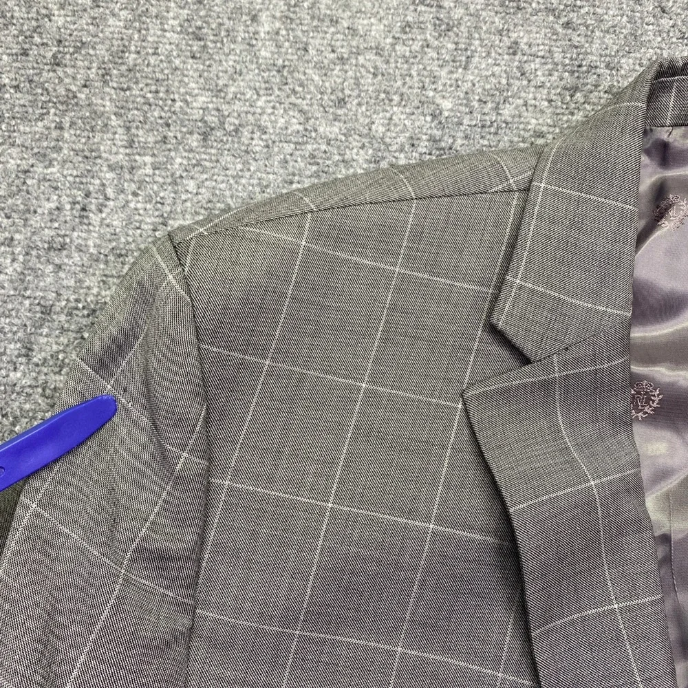 Lauren Ralph‎ Lauren Grey Plaid Wool Blazer Mens 50R Sport Coat 2565 Preppy